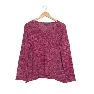 Wooden Ships S/M Pink V Neck Knit Sweater